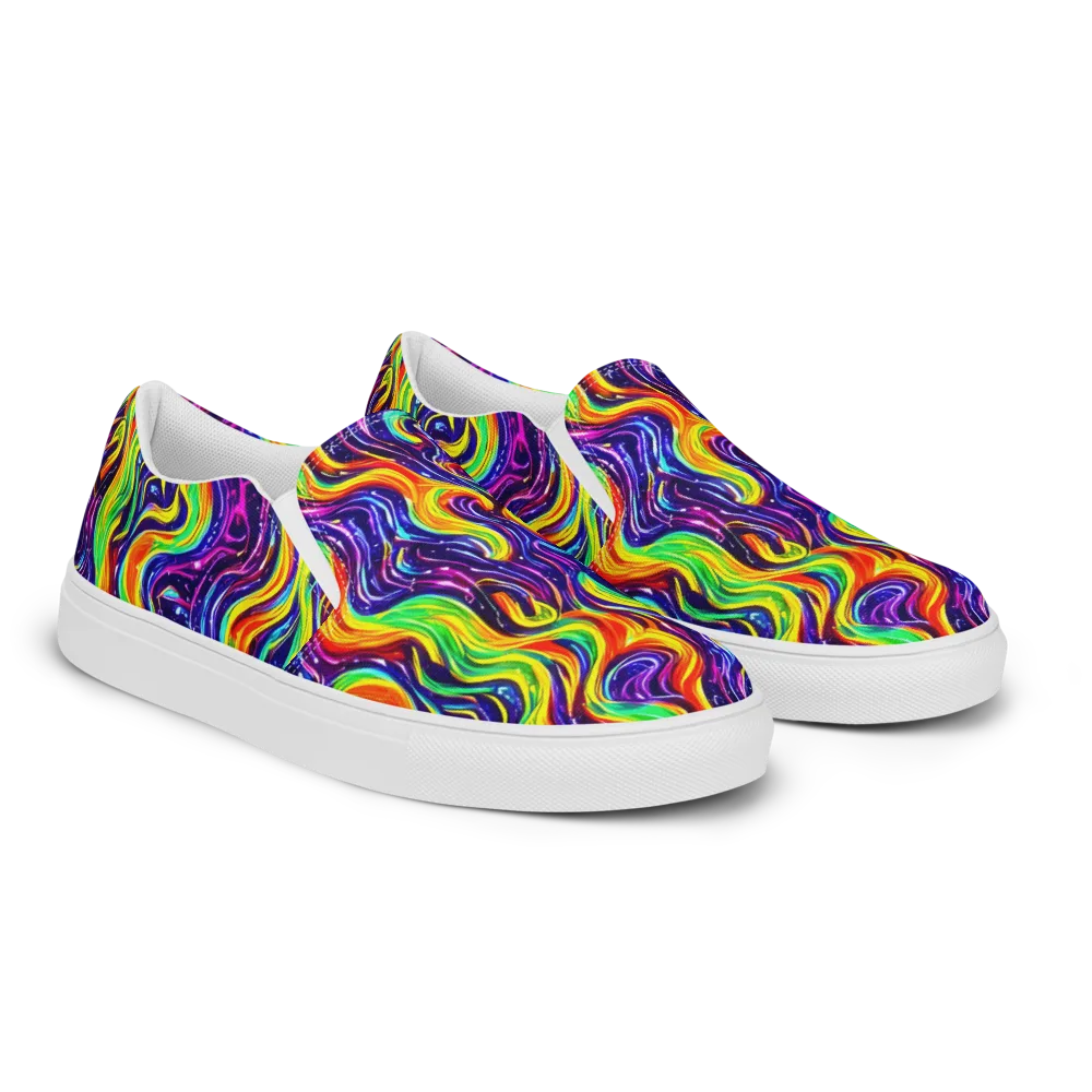 Galactic Flames on Men's Slip-On Canvas Shoes — Right Front
