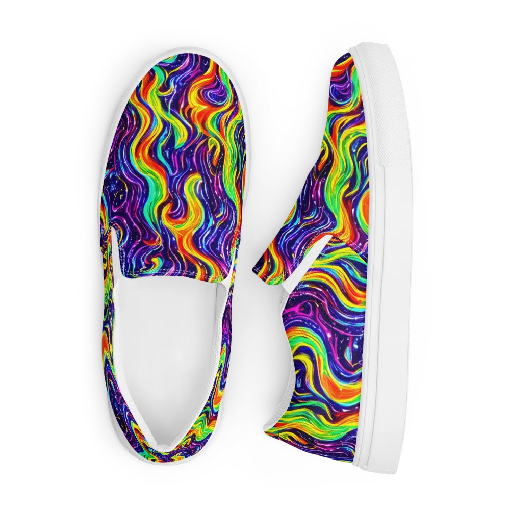 Galactic Flames on Men's Slip-On Canvas Shoes — Front