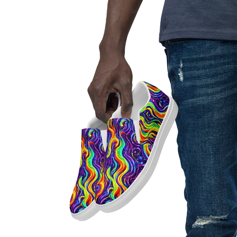 Galactic Flames on Men's Slip-On Canvas Shoes — Left Front