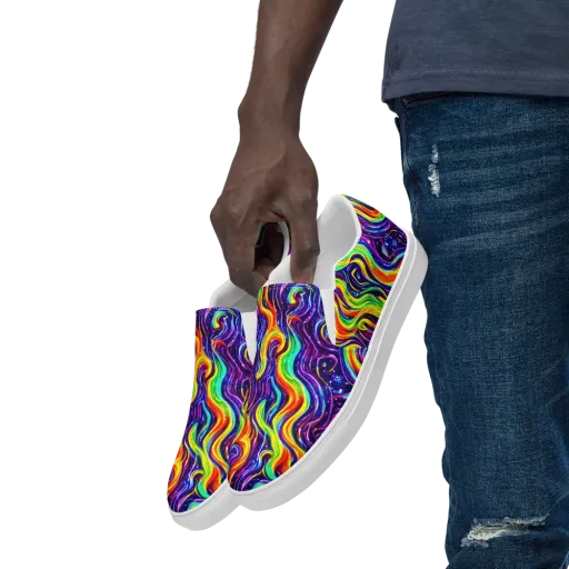 Galactic Flames on a Men's Slip-On Canvas Shoes