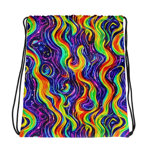 Galactic Flames on a Drawstring Bag