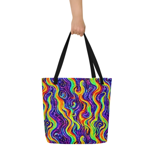 Galactic Flames on a Large Tote Bag W/ Pocket