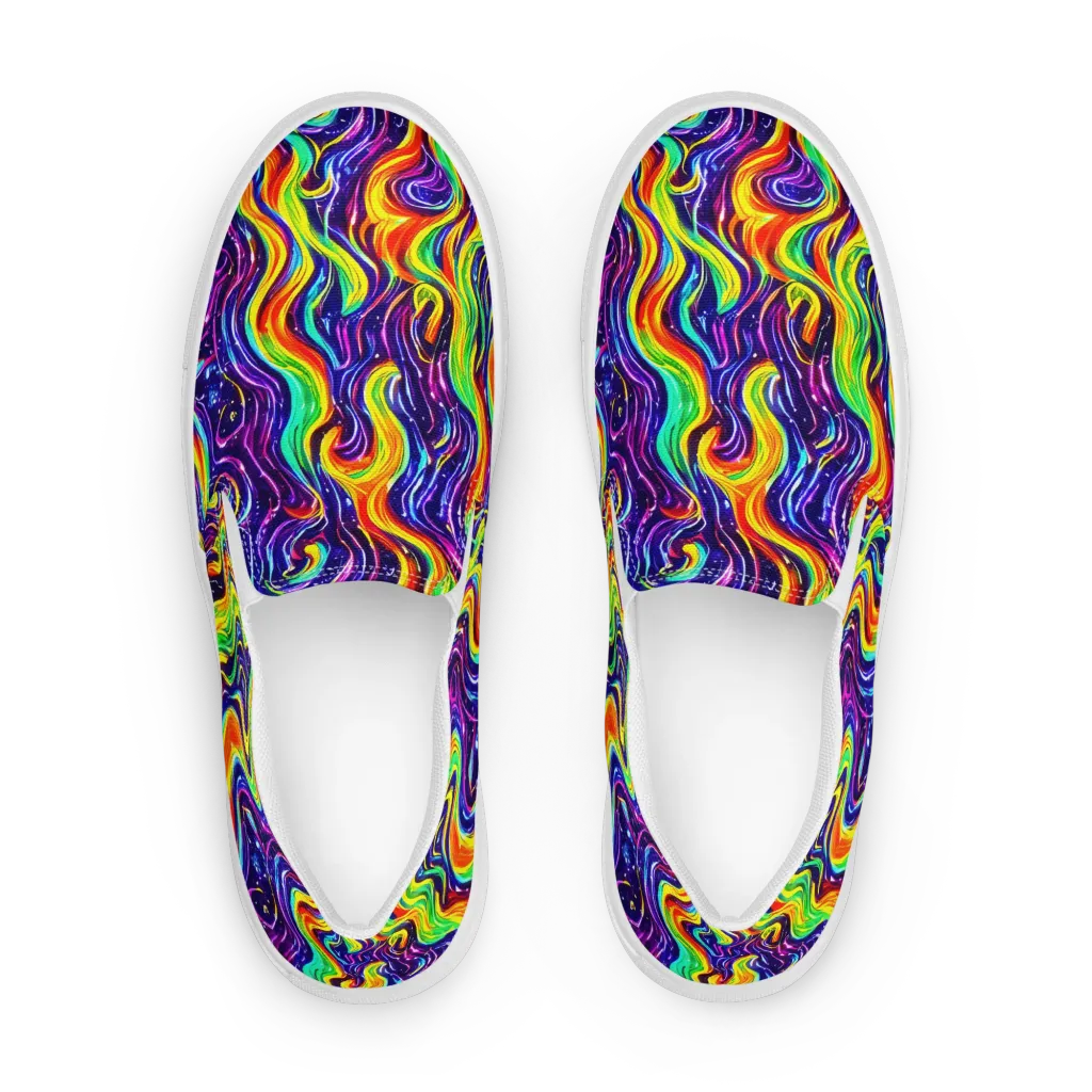 Galactic Flames on Women's Slip-On Canvas Shoes — Front
