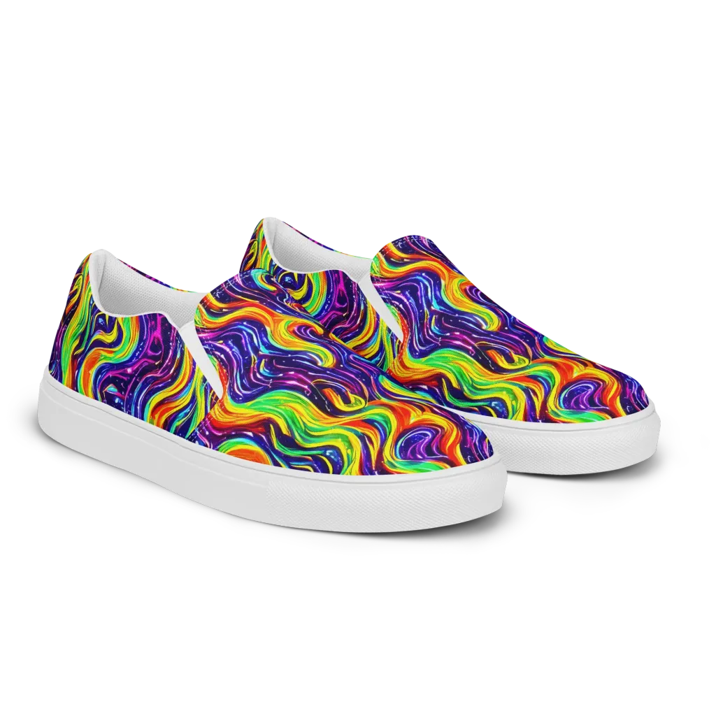 Galactic Flames on Women's Slip-On Canvas Shoes — Right Front