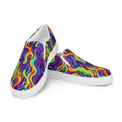Galactic Flames on a Women's Slip-On Canvas Shoes