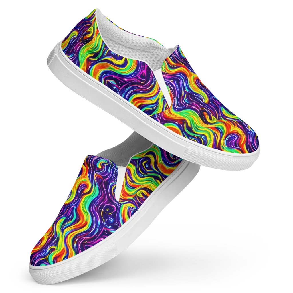 Galactic Flames on Women's Slip-On Canvas Shoes — Front