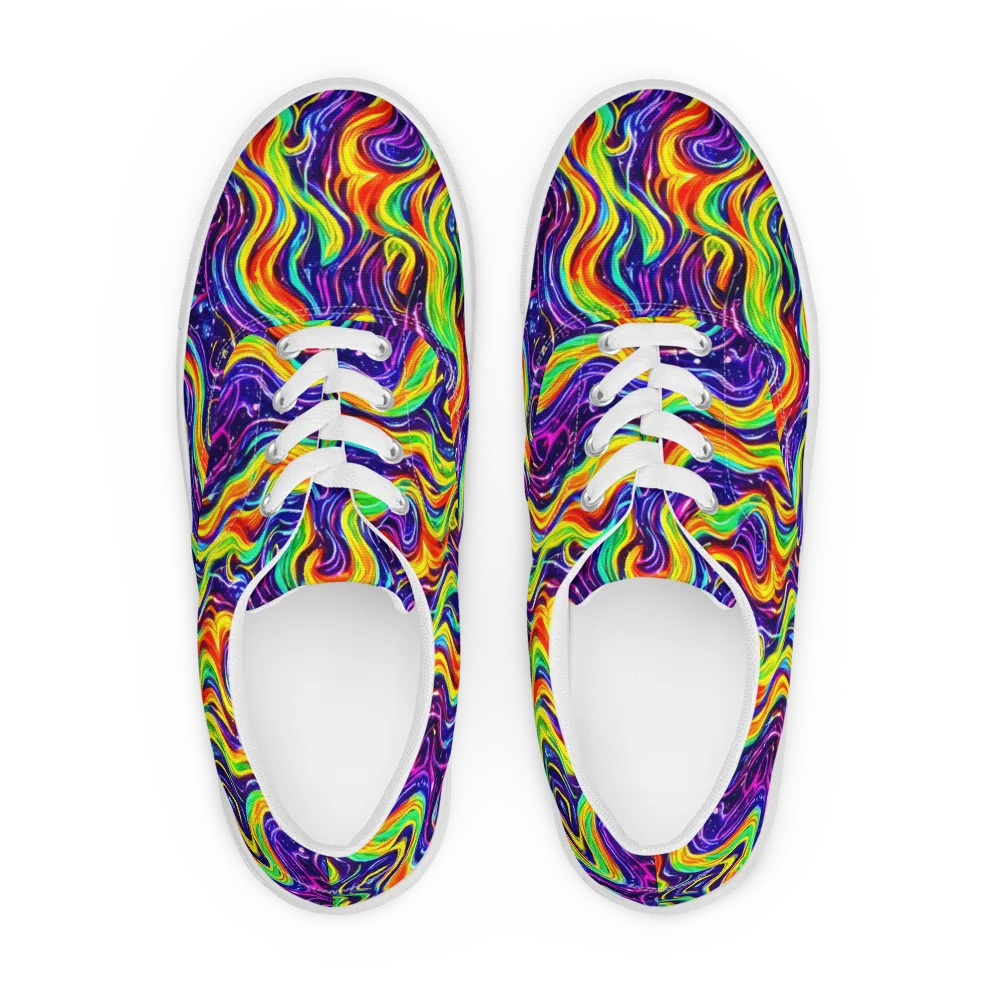 Galactic Flames on Men's Lace-Up Canvas Shoes — Front