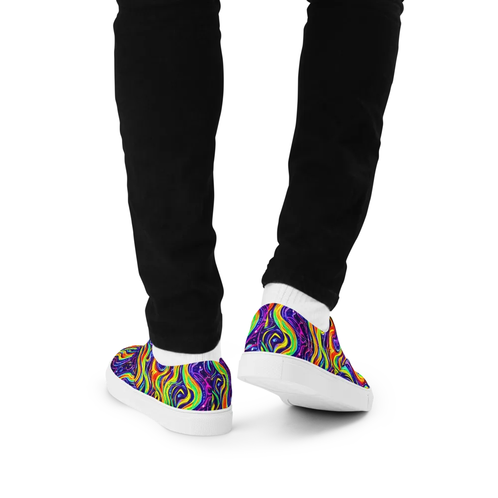 Galactic Flames on Men's Lace-Up Canvas Shoes — Back