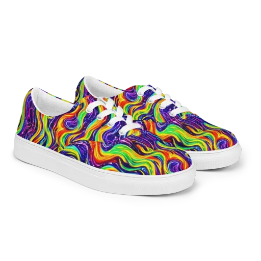 Galactic Flames on a Men's Lace-Up Canvas Shoes