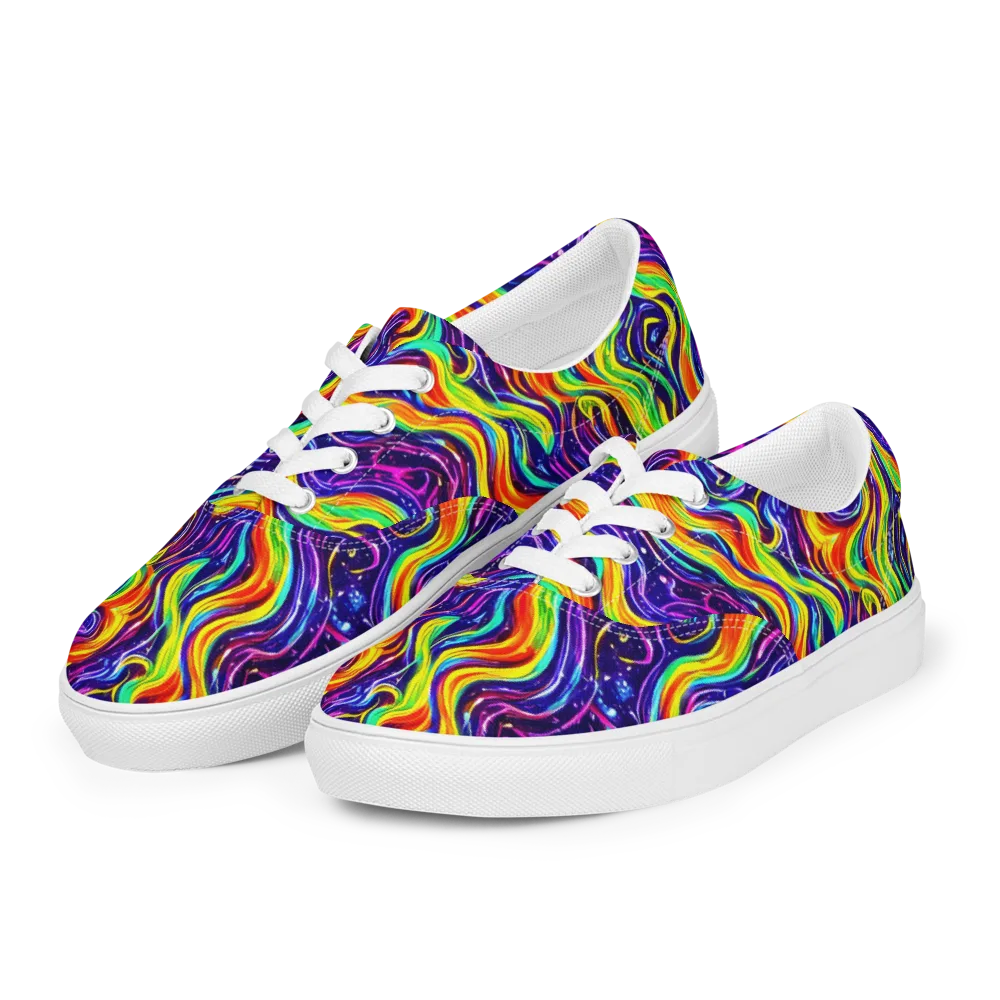 Galactic Flames on Men's Lace-Up Canvas Shoes — Left Front
