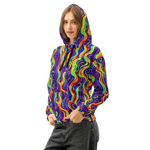 Galactic Flames on a Cotton Hoodie