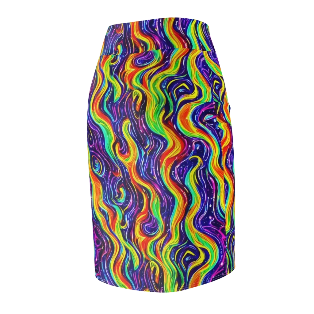 Galactic Flames on Pencil Skirt — Back Side