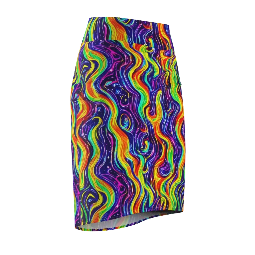 Galactic Flames on Pencil Skirt — Front Side