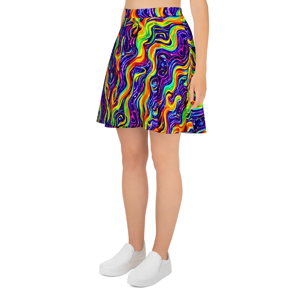 Galactic Flames on Skater Skirt — Left