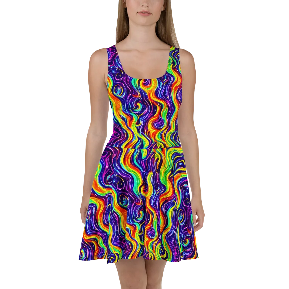 Galactic Flames on Skater Dress — Front