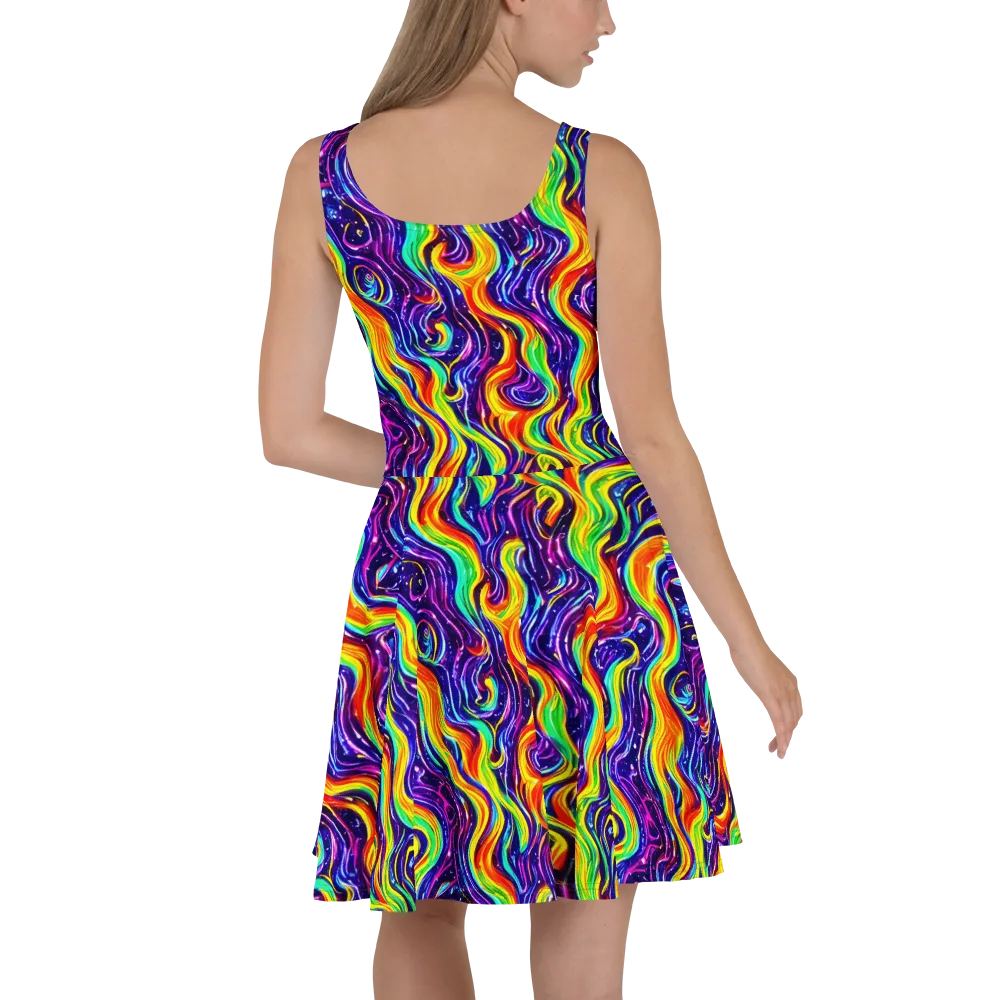 Galactic Flames on Skater Dress — Back
