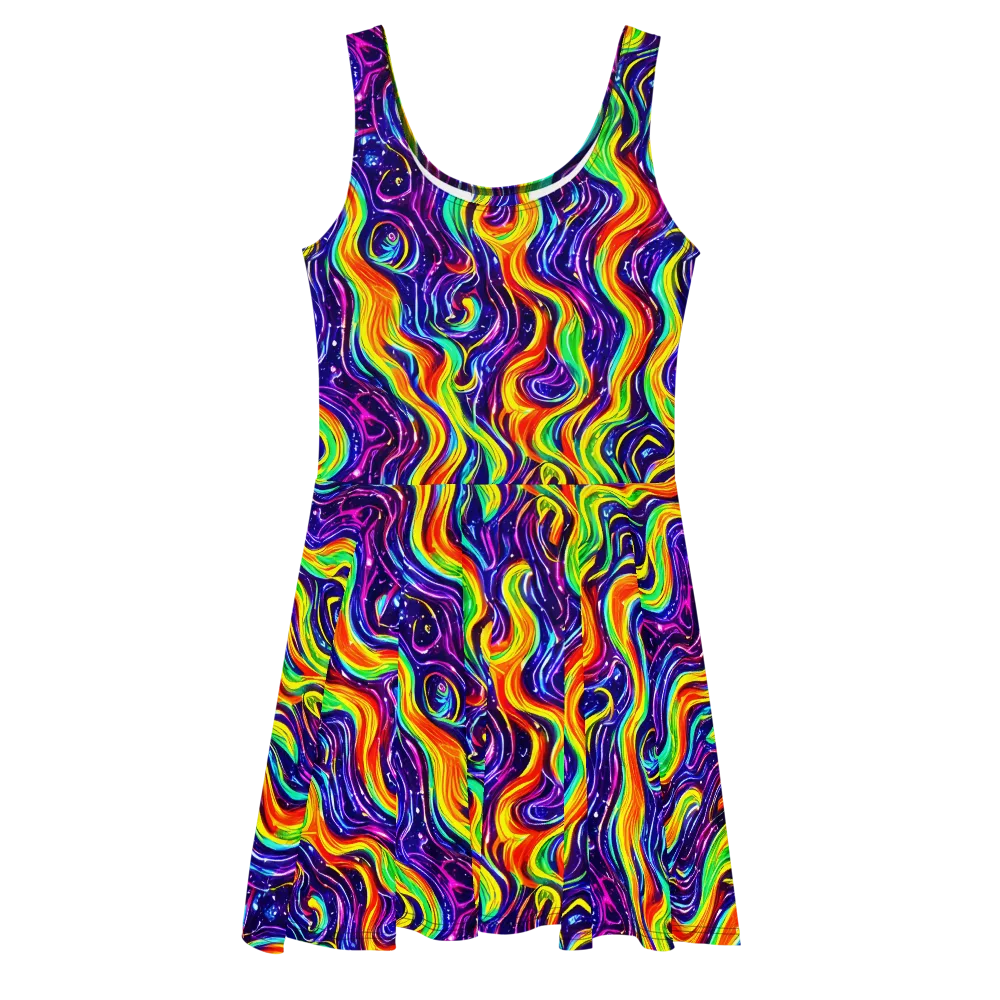 Galactic Flames on Skater Dress — Front
