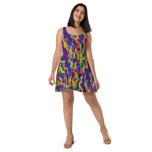 Galactic Flames on a Skater Dress