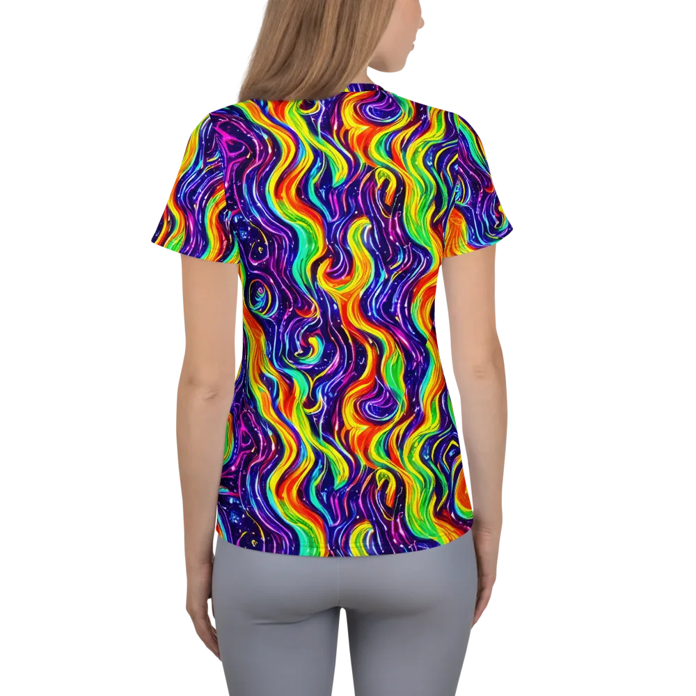 Galactic Flames on Women's Athletic T-Shirt — Back
