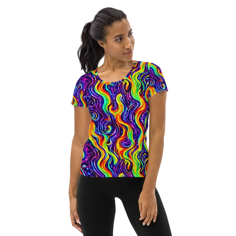 Galactic Flames on Women's Athletic T-Shirt — Front