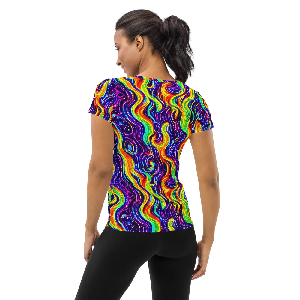 Galactic Flames on Women's Athletic T-Shirt — Back
