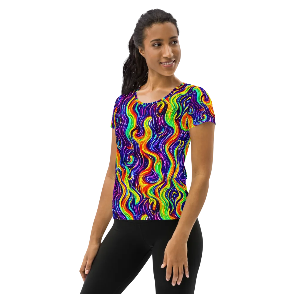 Galactic Flames on Women's Athletic T-Shirt — Left