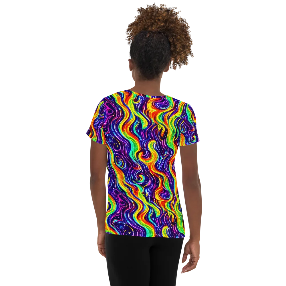 Galactic Flames on Women's Athletic T-Shirt — Back