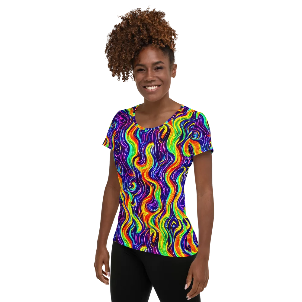 Galactic Flames on Women's Athletic T-Shirt — Left