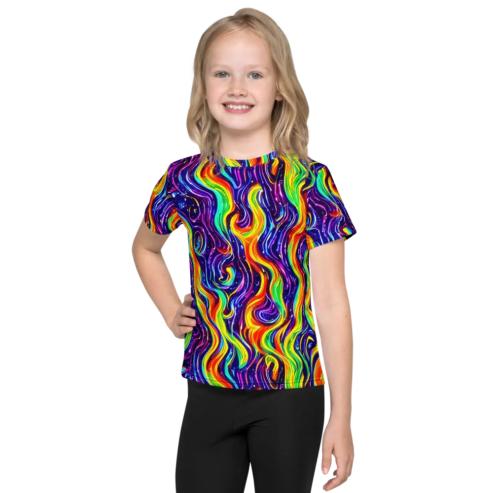 Galactic Flames on Kids Crew Neck T-Shirt — Front