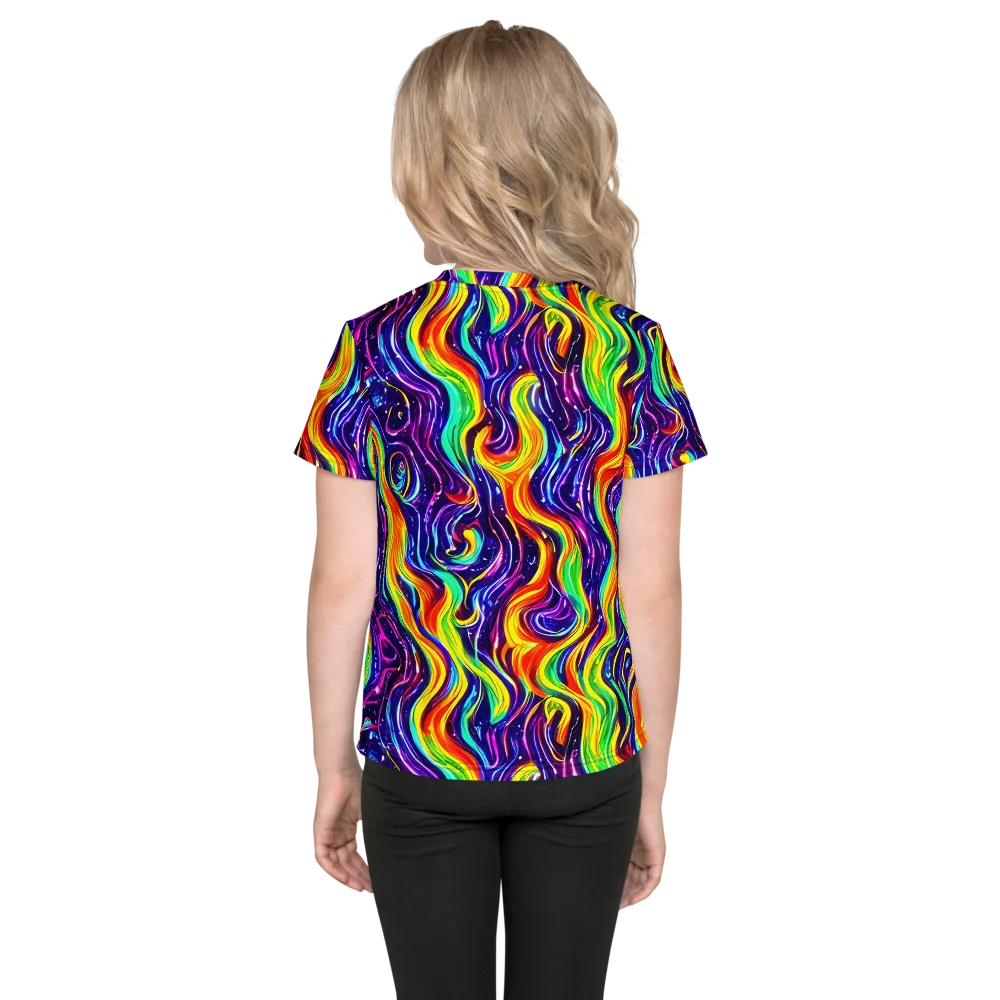Galactic Flames on Kids Crew Neck T-Shirt — Back