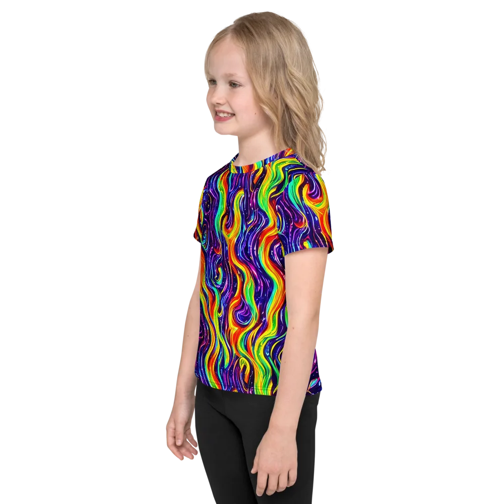 Galactic Flames on Kids Crew Neck T-Shirt — Left