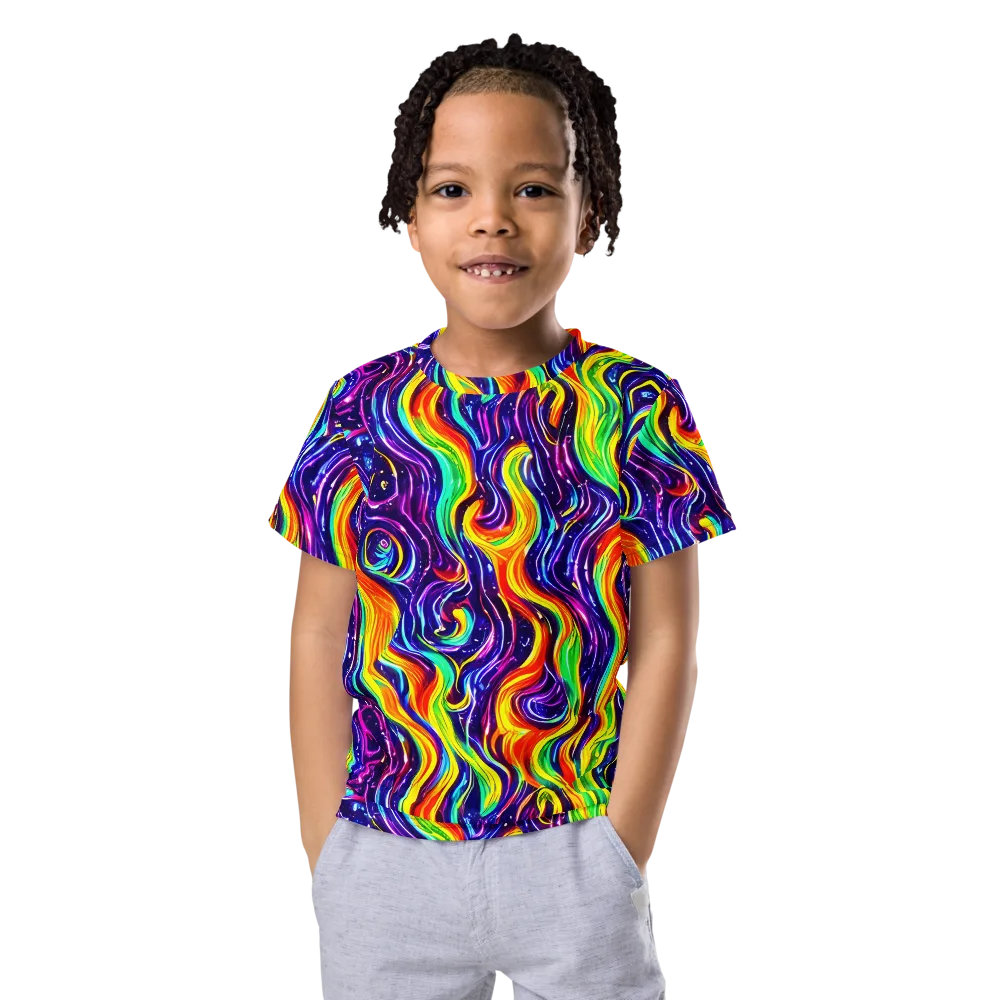 Galactic Flames on Kids Crew Neck T-Shirt — Front