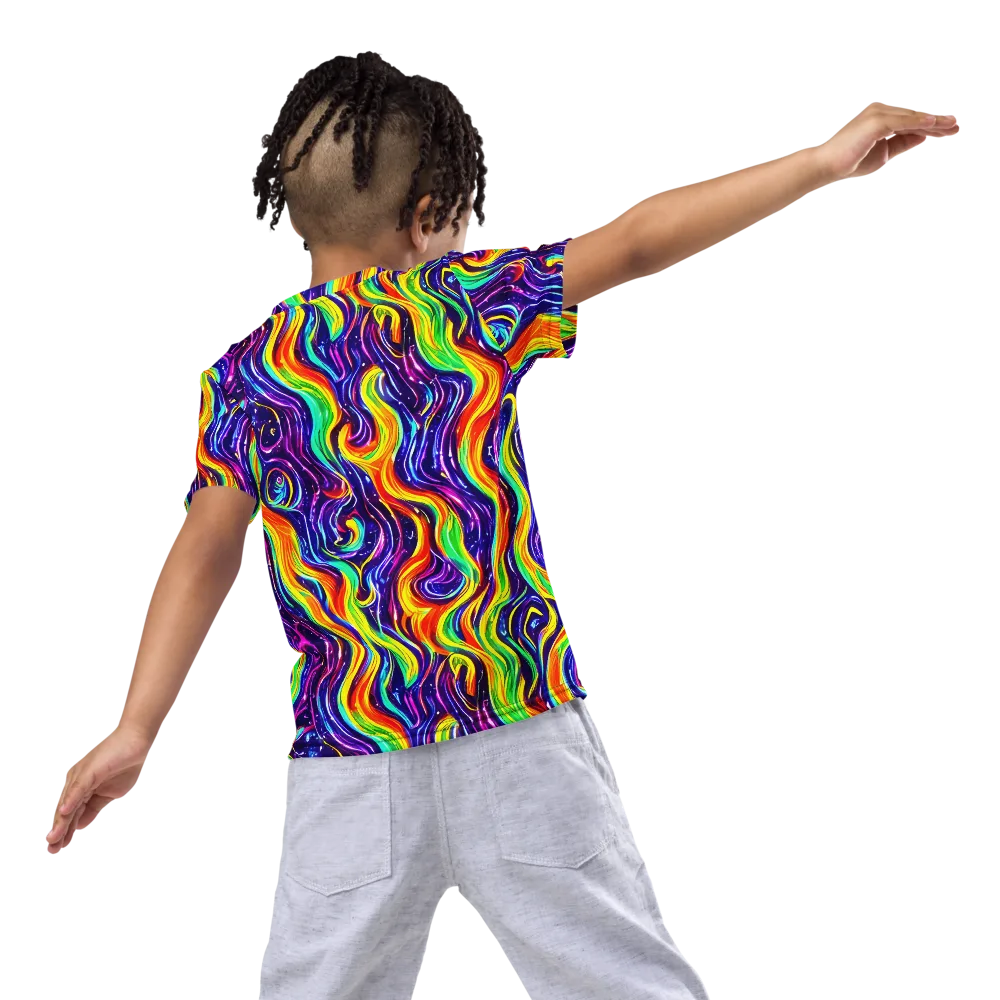 Galactic Flames on Kids Crew Neck T-Shirt — Back