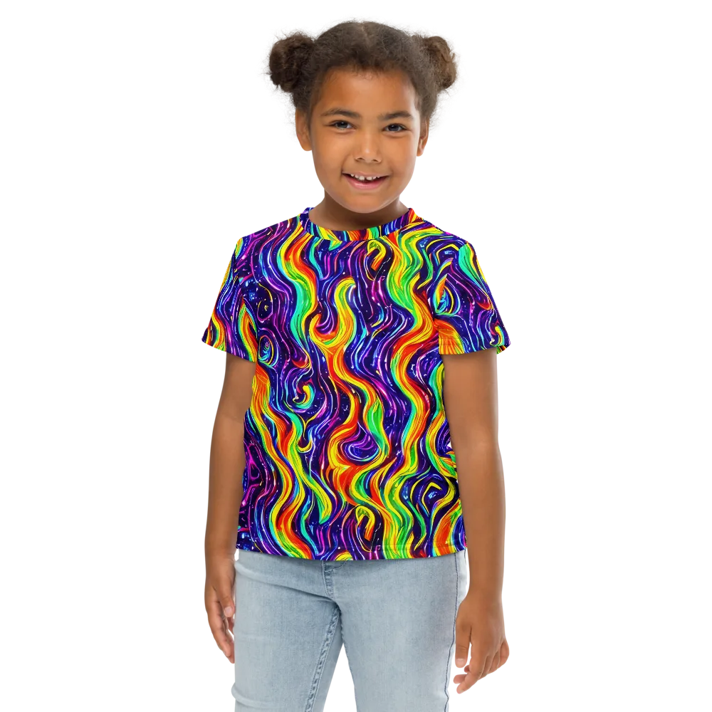 Galactic Flames on Kids Crew Neck T-Shirt — Front