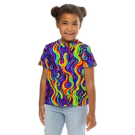 Galactic Flames on a Kids Crew Neck T-Shirt