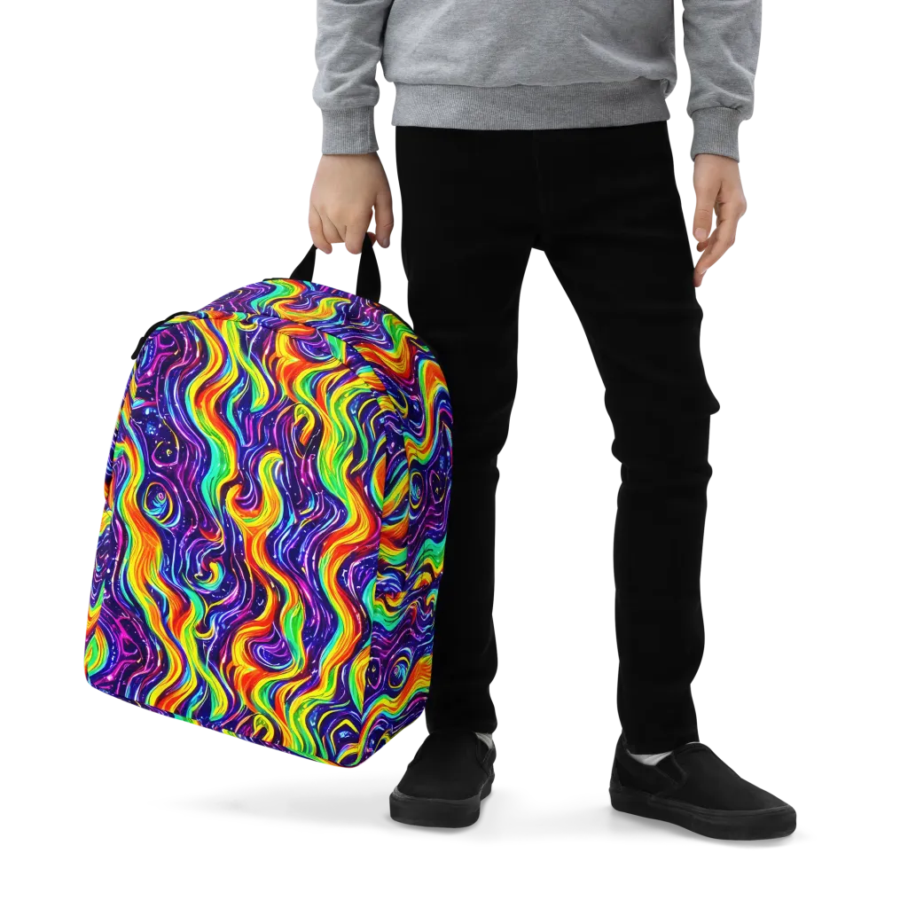 Galactic Flames on Minimalist Backpack — Zoomed-in