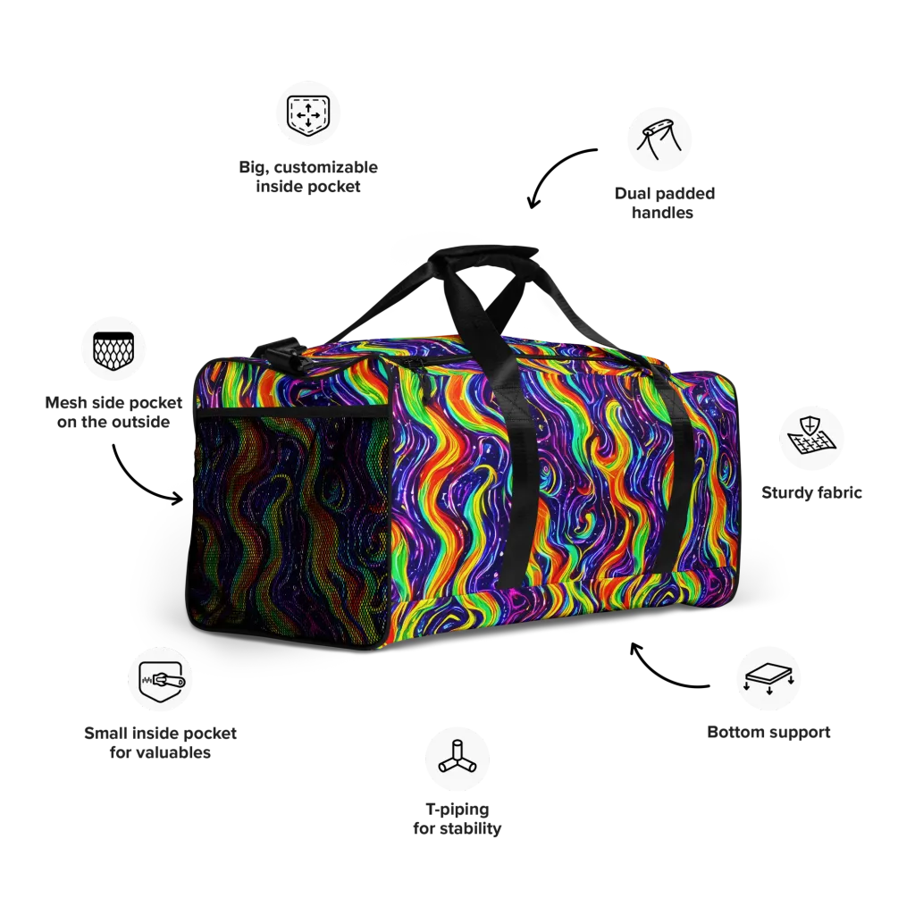 Galactic Flames on Duffle Bag — Right Front