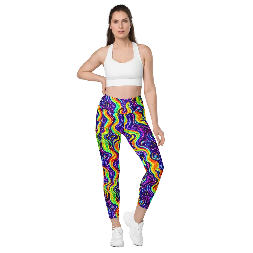 Galactic Flames on Leggings with Pockets — Front