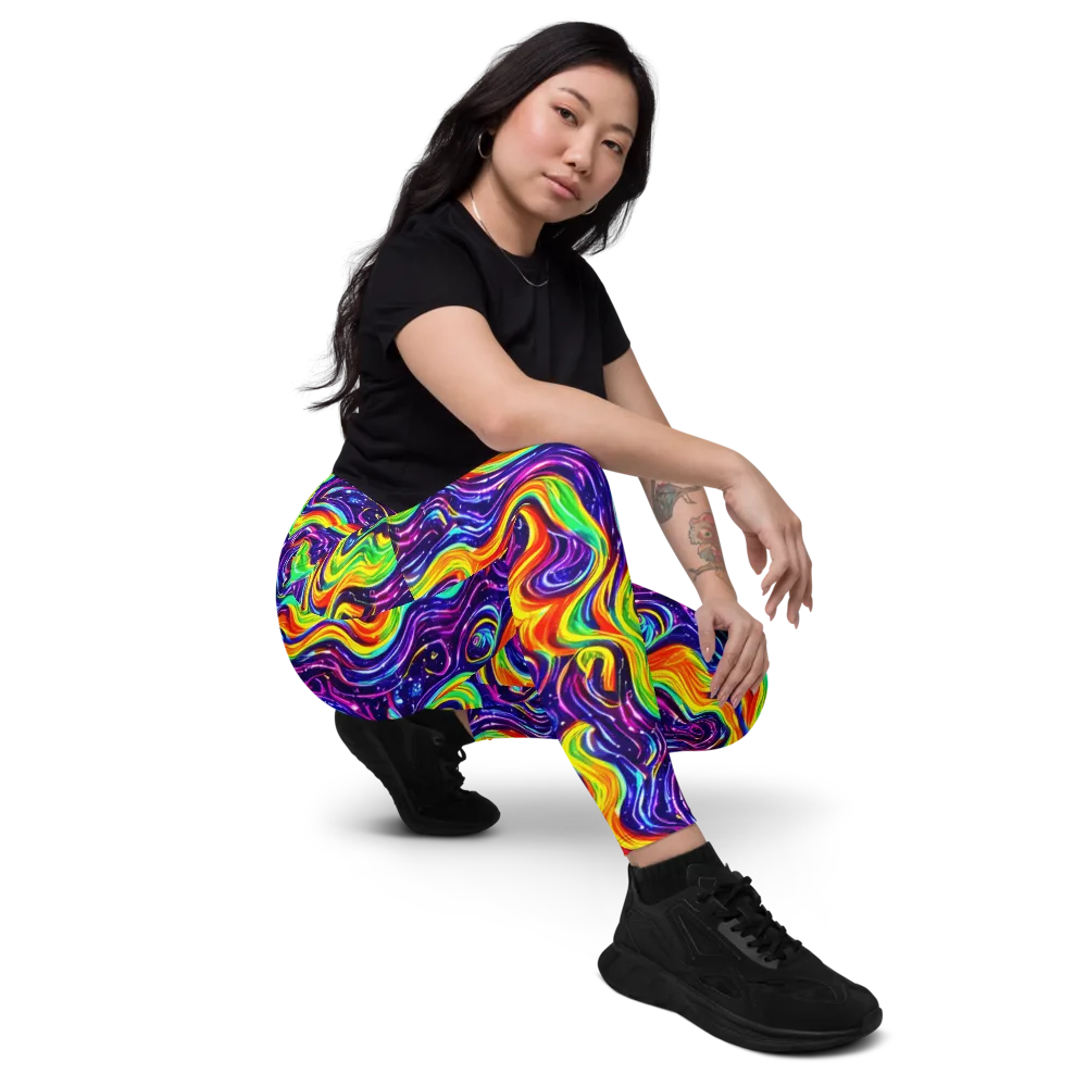 Galactic Flames on Leggings with Pockets — Right Front