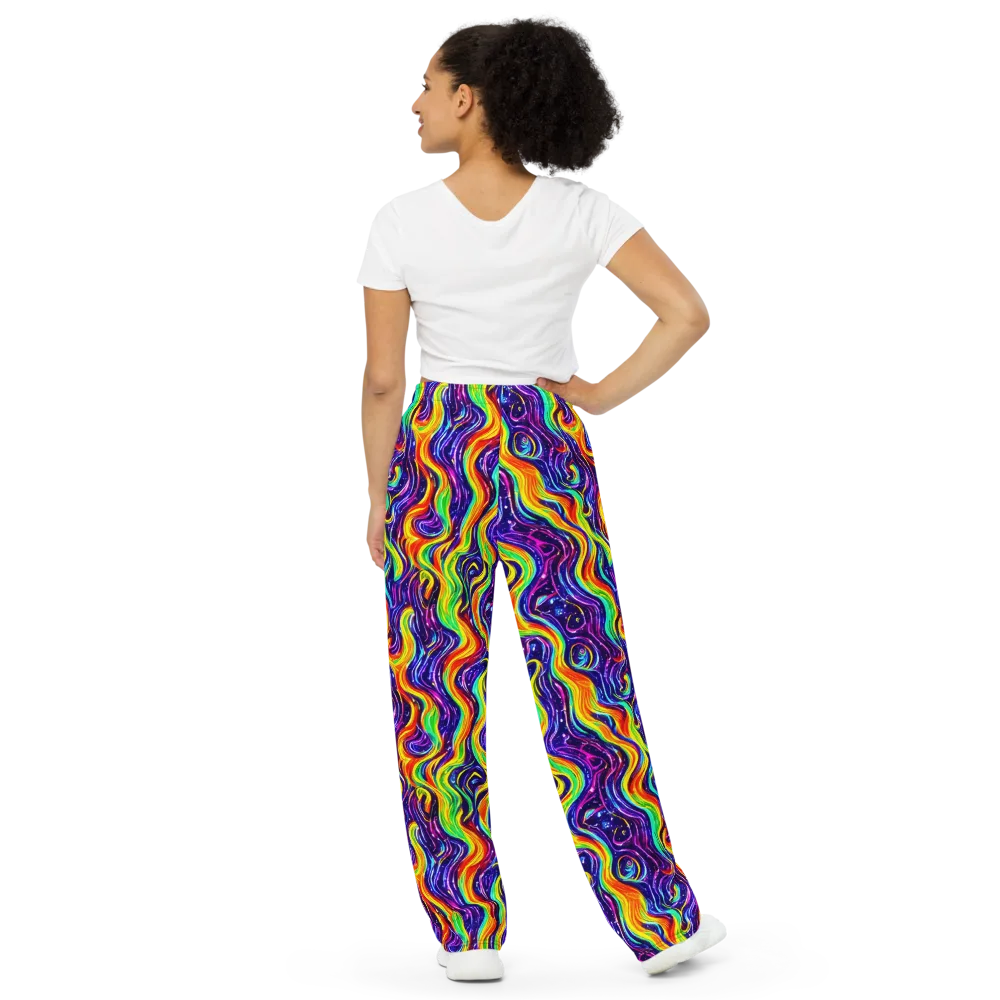 Galactic Flames on Wide-Leg Pants — Back