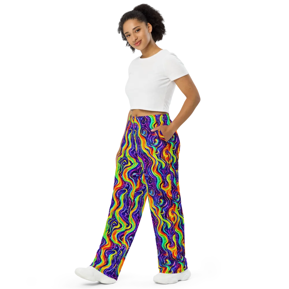 Galactic Flames on Wide-Leg Pants — Left Front
