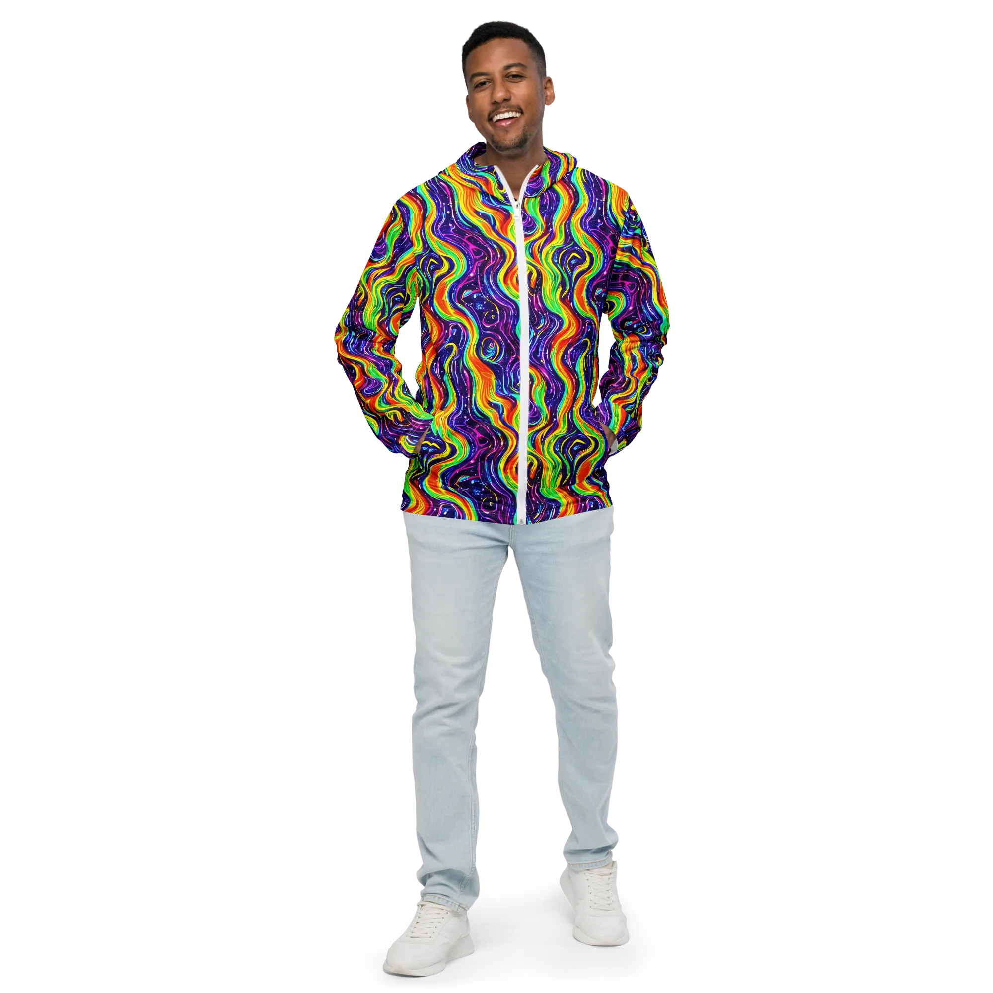 Galactic Flames on Men's Windbreaker — Front