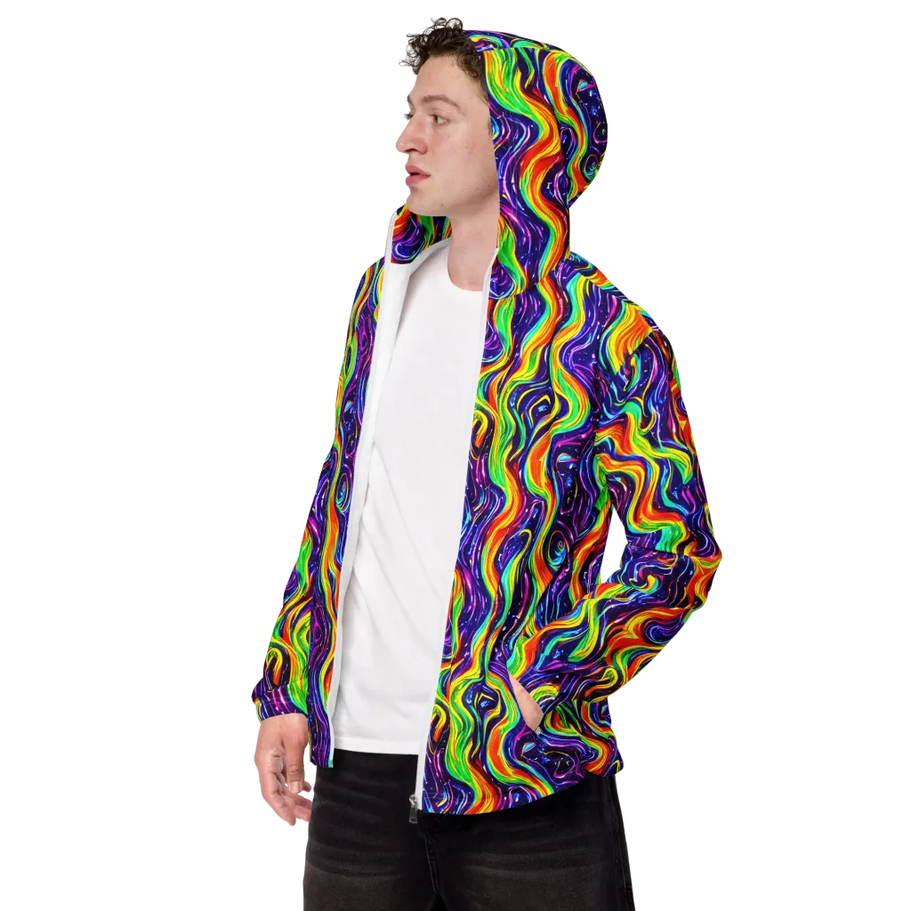 Galactic Flames on Men's Windbreaker — Left Front