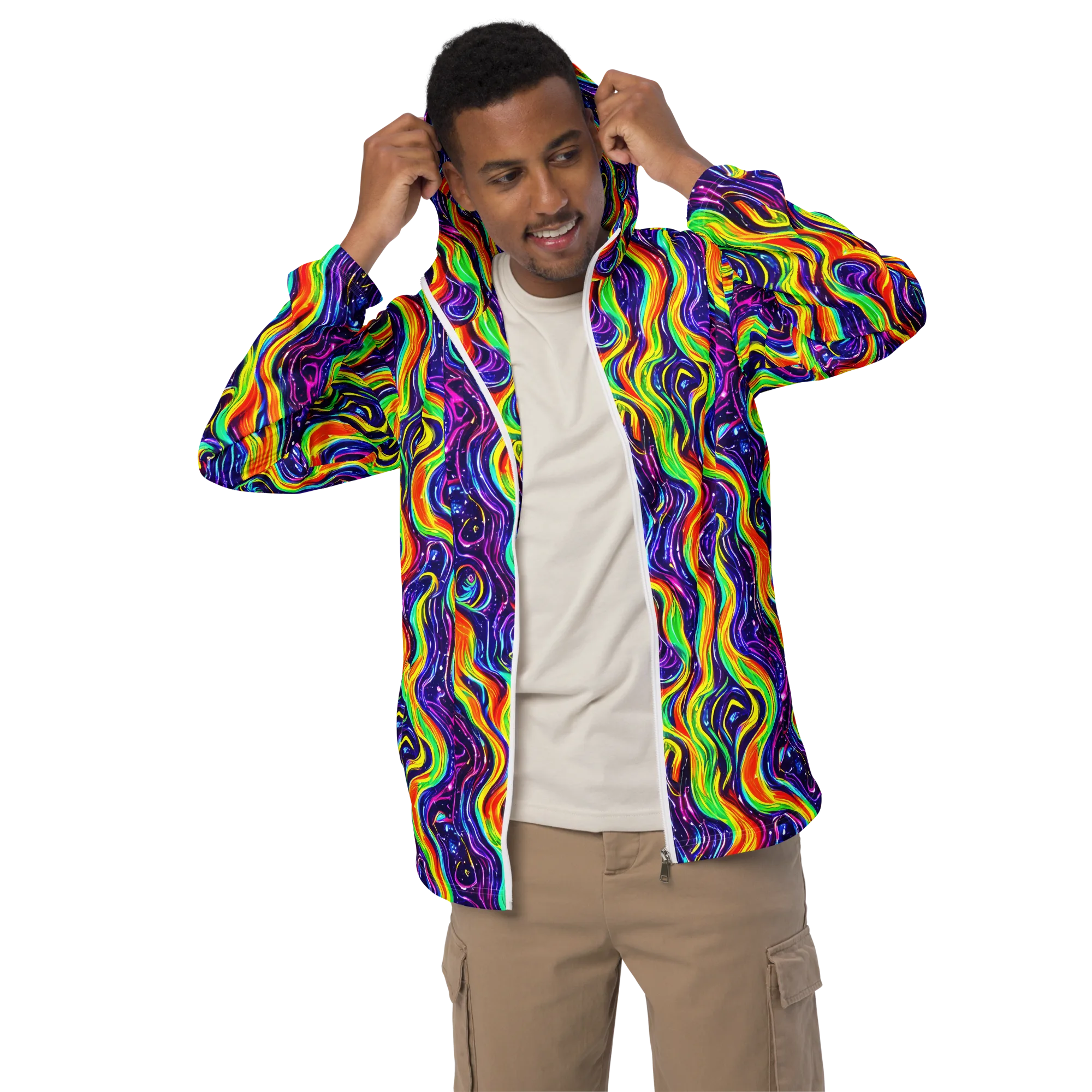 Galactic Flames on Men's Windbreaker — Front