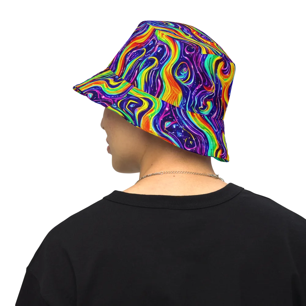 Galactic Flames on Reversible Bucket Hat — Back Inside