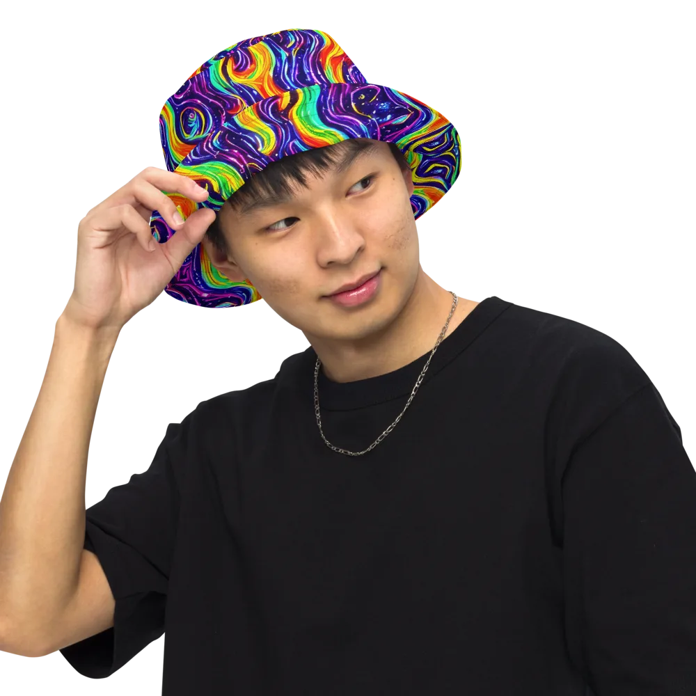 Galactic Flames on Reversible Bucket Hat — Front Inside