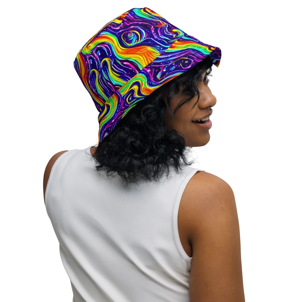 Galactic Flames on Reversible Bucket Hat — Right Outside