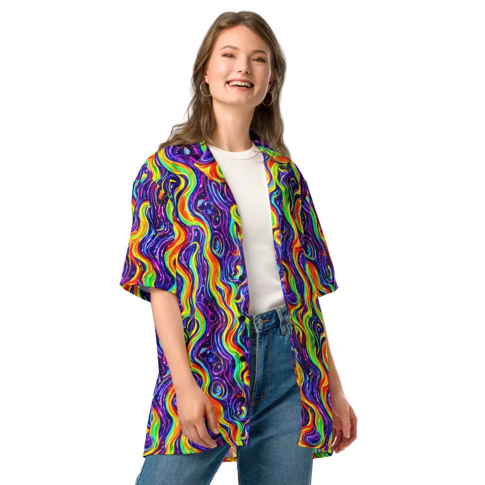 Galactic Flames on Button Shirt — Front