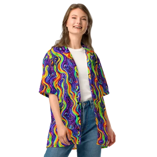 Galactic Flames on a Button Shirt
