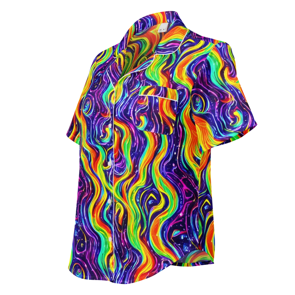 Galactic Flames on Women's Short Sleeve Pajama Top — Left Front